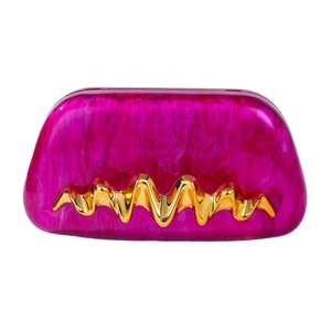 Women Metal Handle Acrylic Evening Hand Bag Marbling <b>Clutch</b> Purse with Detachable Chain Purse for <b>Wedding</b> Cocktail - Product Image 3