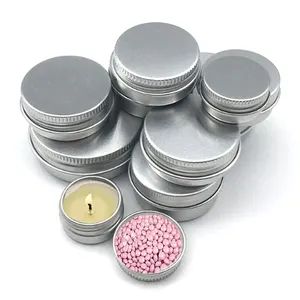 Zilveren Aluminium Kaars Blikjes 5-60Ml Ronde Kaarscontainers Cosmetische Pot Lippenbalsem Doos Aromatherapie Verzegeld Metaal Kan Reizen