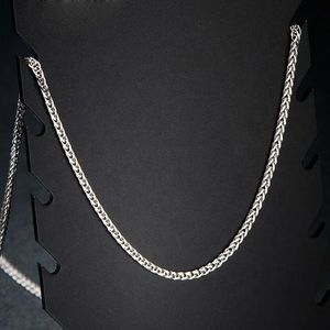 Cadena de Oro Blanco de 18K Sólido de Lujo de 1.1mm, 2.1mm, 2.5mm, Diseño Trenzado Tipo Trigo, Joyería de Marca - Product Image 5