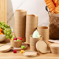 Gobelet à soupe jetable en papier kraft de qualité alimentaire 8oz 12oz 16oz avec logo personnalisé, biodégradable, enduit de PE pour nouilles, crème glacée, salade