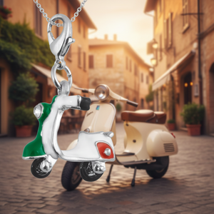 Ciondolo Vespa Charm Verde Bianco Rosso in Smalto, Accessorio Gioiello per Scooter - Product Image 3