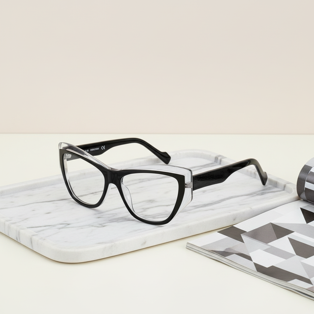Wholesale Unisex Luxury Designer Cat Eye Eyewear Frames Italy Handcrafted Acetate Frame with Wood Grain Eyeglass Legs