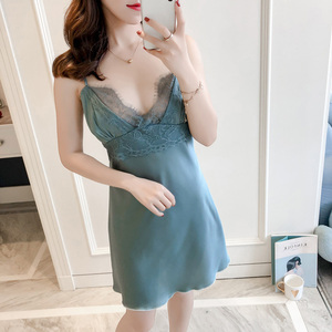 Sexy Babydoll Two-piece Set <strong>Long</strong> Nightgowns Loose Lingerie Home Wear Women Silk <strong>Nighties</strong> - Product Image 2
