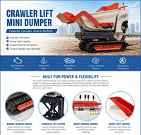 Mini-dumper sur chenilles 6,5 CV avec moteur essence Briggs & Stratton, véhicule tout-terrain à chenilles en caoutchouc pour le transport de matériaux
