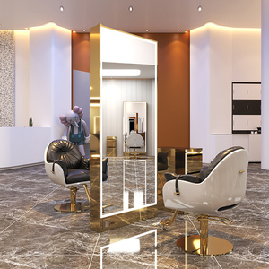 Espejos LED de doble cara modernos para peluquería, conjunto de muebles de peluquería con características duraderas, vestidor personalizado de lujo - Product Image 1