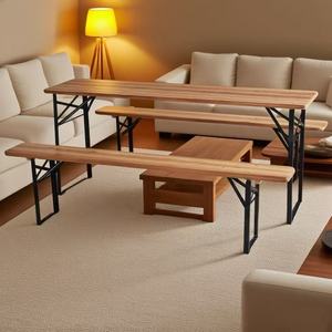 Set Tavolo e Panca <span class=keywords><strong>da</strong></span> Birreria Pieghevole <span class=keywords><strong>in</strong></span> <span class=keywords><strong>Legno</strong></span> per Picnic, Cortile, Feste ed Eventi all'Aperto - Product Image 5