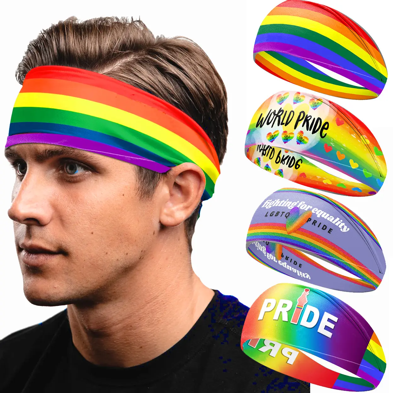 Arc-en-ciel Gay LGBT PRIDE bandeau Yoga cheveux accessoires absorber bandeau élastique Fitness bandeau sport bandes de cheveux foulard