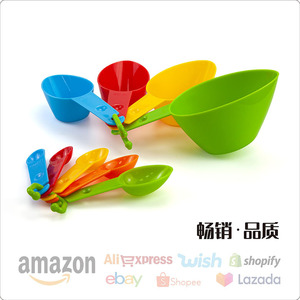 Source Factory 9 Piece Plastic <b>Measuring</b> Cups <b>Spoons</b> Set With Scale For Baking Cooking - Product Image 3
