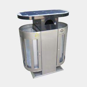 2 Compartment Smart Recycle Garbage Bin Double Public Street Sorting Stainless Steel Outdoor Trash Bin