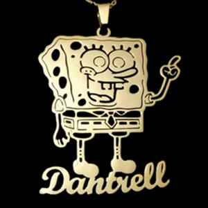 Nome personalizzato catena in acciaio inox collana pendente di moda con personaggio dei cartoni animati <span class=keywords><strong>SpongeBob</strong></span> - Product Image 1