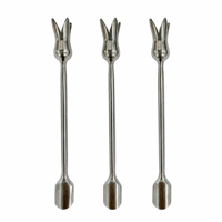 Piques à olives en acier inoxydable 304 de qualité alimentaire, fourchettes à apéritif à double extrémité, design couronne, polies, réutilisables, outils de bar à cocktails