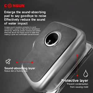 Consunキッチンキャビネットシンクシングルボウルアンダーマウント304ステンレス鋼キッチン用多機能スクエアキッチン - Product Image 4