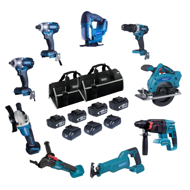 9 In Een 21 Stuks 6.0ah 5.0ah 4.0Ah 3.0ah 2.0Ah 21V 18V Power Tools Set Borstelloze 21-v Max lithium Ion Accu Combo Kits