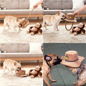 Orijinal Tasarım Çılgın Maymun Şapka Şeklinde Peluş Köpek Oyuncakları, Köpekler İçin Halat Çekme Etkileşimi, Özel Logolu Köpek Oyuncakları - Product Image 3