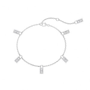 Dylam Unique Design Women Jewelry 925 Silver Link Chain Multiple Rectangle Shape 5A Zirconia CZ Pendant Link Chain Bracelet - Product Image 1