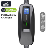 Kotak pengisi daya kendaraan listrik komersial portabel pabrik BESEN pengisi daya 8.8kW EV dengan garansi 2 tahun kotak AC fase tunggal