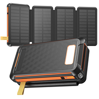 Batterie solaire portable 20000mAh avec panneaux solaires pliables en 3 parties, charge Type-C PD, design robuste et étanche, lampe torche LED 2W