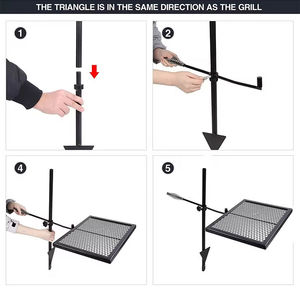 Soporte Giratorio Reforzado de Malla de Acero con Altura Ajustable y Mango con Resorte para Parrilla de Barbacoa y Fogatas al Aire Libre, Venta al por Mayor - Product Image 6