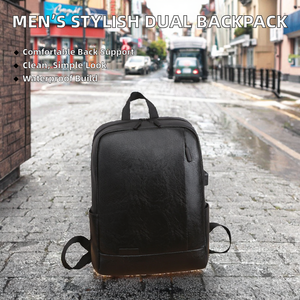 Wholesale Men's Fashionable Travel Business Casual Dual-shoulder Waterproof PU Polyester Lining <b>Computer</b> Backpack - Product Image 2