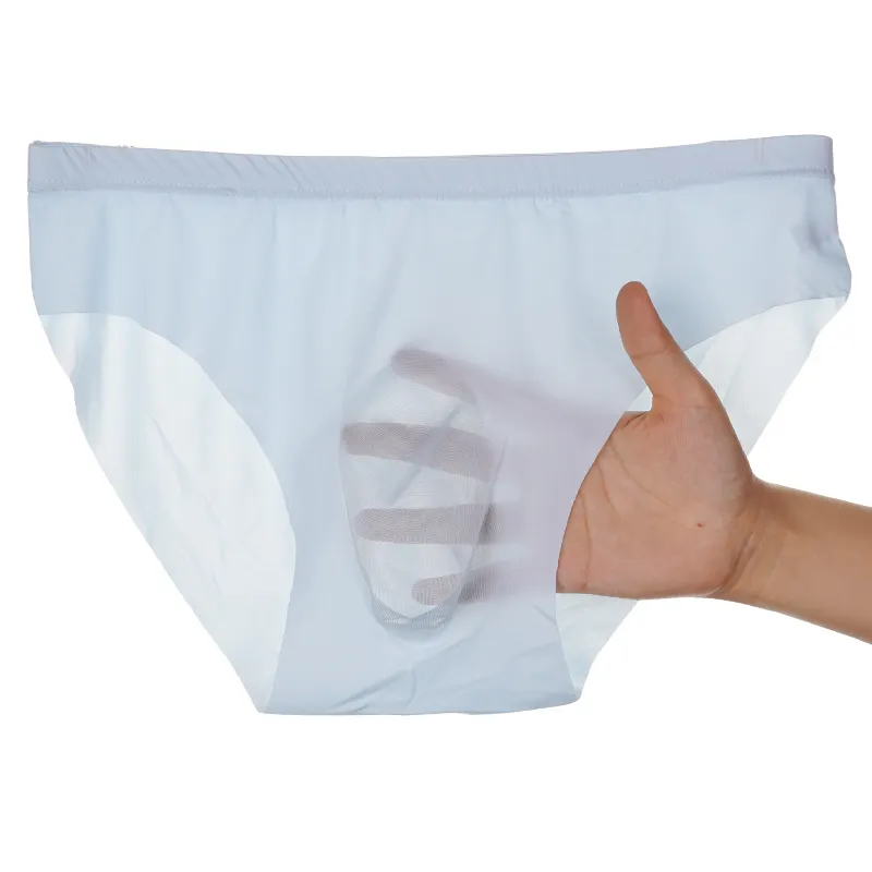 Men's underwear men's briefs ice silk seamless thin breathable summer panties transparent sexy soft underwear for boys