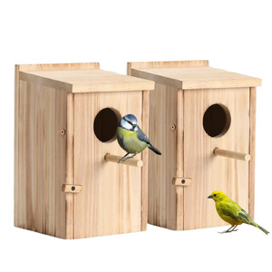 Casa para Pájaros de Madera para Montar en Árbol, Color Madera Natural, Nido para Pájaros al Aire Libre, Tamaño Pequeño, para la Cría de Aves - Product Image 3
