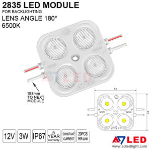 Módulo LED de 3W 12V CC, Luz Decorativa Impermeable para Letreros Luminosos y Publicitarios con Cinta Adhesiva en la Parte Posterior (Blanco 6500k) - Product Image 3