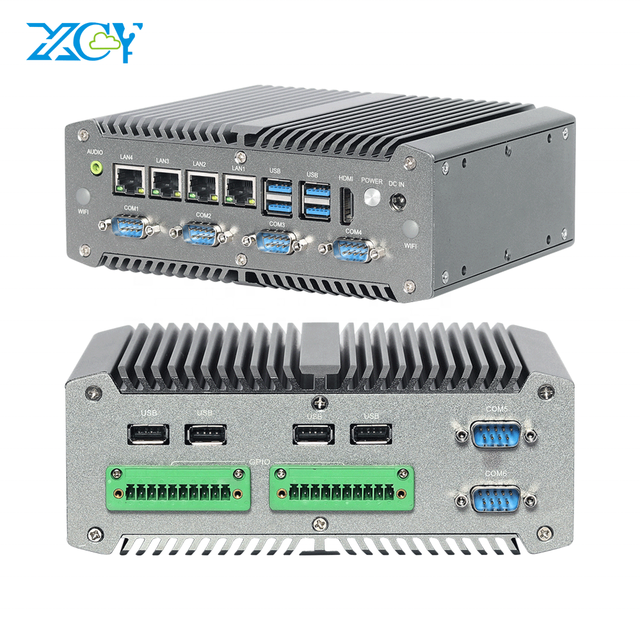 Rugged Fanless Mini Industrial PC I5 I7 8565U 4 POE Intel I211AT NIC Ethernet Gateway RS485 GPIO 4G LTE IoT Linux Computer