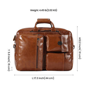 Nouvelle conception, style vintage, sacoche pour ordinateur portable en cuir véritable imperméable pour hommes, convertible, fermeture éclair, capacité de 20 à 35 L - Product Image 4