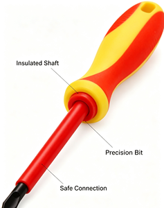 <span class=keywords><strong>Tournevis</strong></span> <span class=keywords><strong>plat</strong></span> isolé VDE 1000V de haute qualité pour électricien, finition naturelle, manche en plastique, taille de prise 9 mm, OEM - Product Image 3