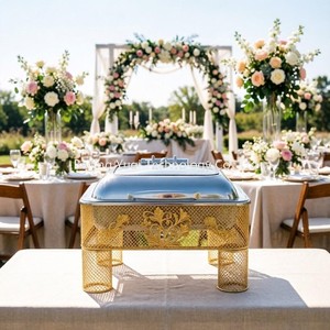 Scaldavivande Idraulico Quadrato da 6L con Finitura Dorata per Matrimoni di Lusso, Hotel e Catering Aziendale, Ideale per Riscaldare <span class=keywords><strong>Pizza</strong></span> - Product Image 2