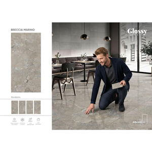 Carlos Ivory Glossy Nano Polished Glazed Porcelain Tiles 600x1200mm Marble Look Floor Wall Tile - Product Image 5