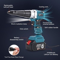 Pistolet à rivets sans fil MARS, sans balais, portable, automatique, kit de rivetage électrique 2248lbf, rivets de 1/8\", 5/32\", 3/16\", avec 2 batteries 5.0Ah 21V