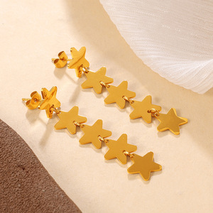 ชุดสร้อยคอจี้รูปดาวและต่างหู โลหะผสมสังกะสี เครื่องประดับสำหรับงานปาร์ตี้ของผู้หญิง สีทอง สีเงิน สไตล์มินิมอล เครื่องประดับแฟชั่น - Product Image 3