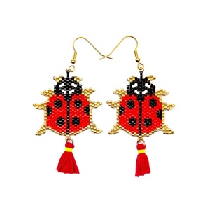 Moyamiya Diseños de moda hechos a mano Nuevo modelo Miyuki Pendientes con escarabajo Insecto Encanto <span class=keywords><strong>Miraculous</strong></span> <span class=keywords><strong>Ladybug</strong></span> Drop Style - Product Image 1