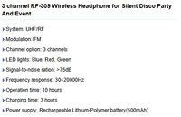 Système de casques pour disco silencieux, casque silencieux rechargeable, durable, portable, pour yoga, événements silencieux, RF-309