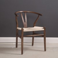 Chaise de salle à manger en bois massif avec dossier en Y, assise en corde de papier tressée à la main, pour salle à manger, cuisine, maison, restaurant, meubles