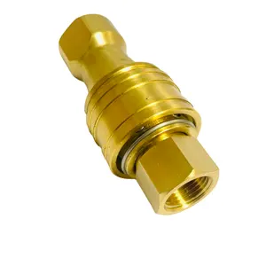 Brass Fuel Female Male Flat Face 1/4 Stainless Hydraulic Quick Disconnect Coupler Paintball Release Connect Coupling