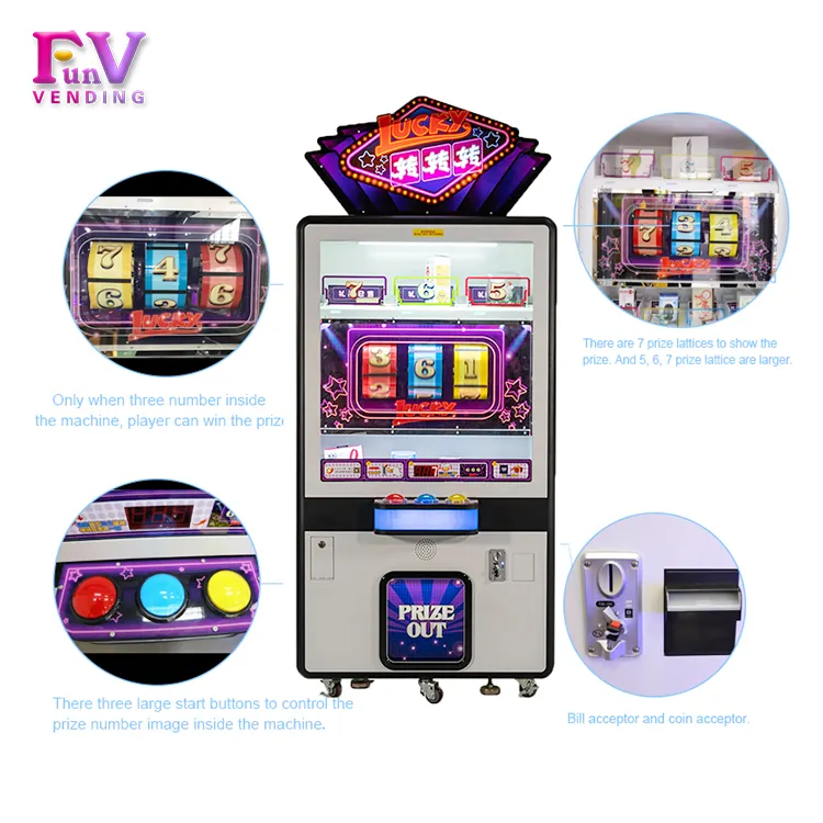 Indoor Coin Operated Spin Win Prize Gift Arcade Lucky Gear Crane Game Machine Redemption Rolling Vending