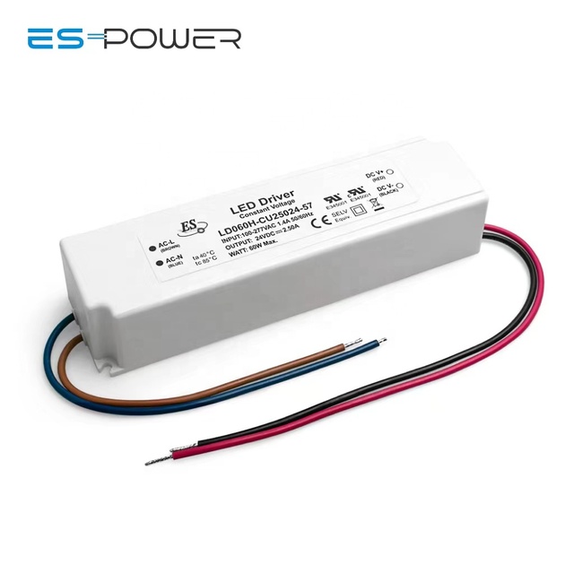 ES IP67 60W LED Driver Waterproof Single Constant Voltage 100-240VAC Input 12V DC CE Certified 3-Year Warranty Switching Power