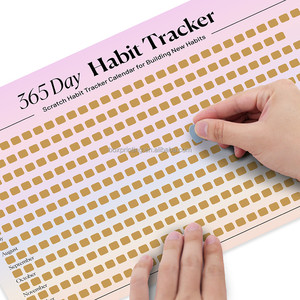 Affiche de suivi des habitudes et planificateur d'objectifs avec logo personnalisé, coloré, pour le yoga, le fitness, les défis de style de vie à gratter - Product Image 2