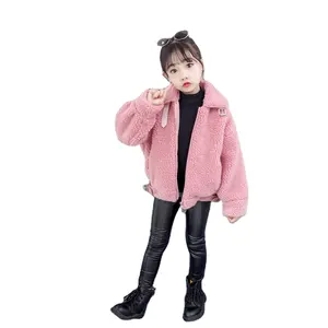 बच्चों के कपड़े निर्माता चीन गुलाबी बच्चे सर्दियों की बेटी आकस्मिक फर कोट