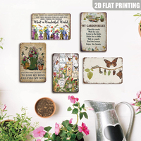 Letrero Metálico Vintage con las Reglas de Mi Jardín, Decoración de Pared con Temática de Jardín Retro para Patio
