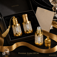 Flacons roll-on de luxe en verre octogonal doré 6 ml avec bouchon lanterne vintage pour huiles essentielles et parfums