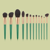 Ensemble de pinceaux de maquillage professionnels personnalisés en usine, 11 pièces, poils synthétiques verts de haute qualité, pour le correcteur et l'eye-liner