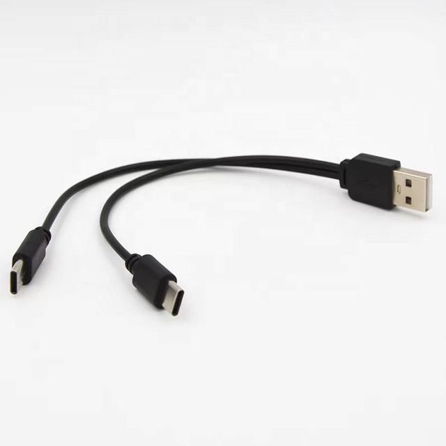 USB to 2 Type C Male Power Charger Cable