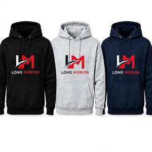 Sweat-shirt à capuche pour homme Long Mission, 100% coton, coupe classique, avec poche, décontracté, pour l'hiver, uni, doublé, respirant, transfert thermique - Product Image 2