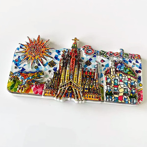 Imán de nevera personalizado con impresión UV y resina pintada a mano en 3D, mosaico de Lagarto de <span class=keywords><strong>Barcelona</strong></span>, España, imanes de nevera de recuerdo de España de hojalata - Product Image 1