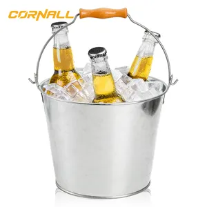 Bar Cubo de vino de acero inoxidable con cubitos de hielo, cubo de hielo con sello de silicona portátil de 20l con tapa