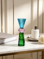 Porte-bougie colonne moderne haut de gamme de luxe léger avec verre mosaïque coloré, entièrement fait main, emballage en boîte