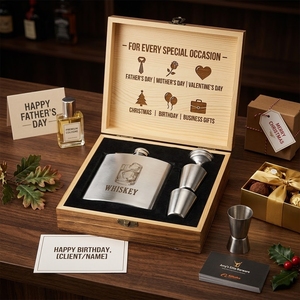 Shunstone Moderne 5oz En Acier Inoxydable Whisky Hip Flask Gift Set Anniversaire Entreprise Cadeaux Promotionnels pour Hommes - Product Image 5